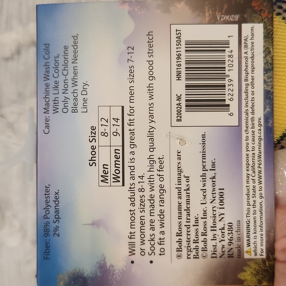 Super fun The joy of painting unisex Bob Ross crew socks, new with tags! - Picture 3 of 5